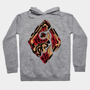 Red and Cream Abstract Rhombus Hoodie